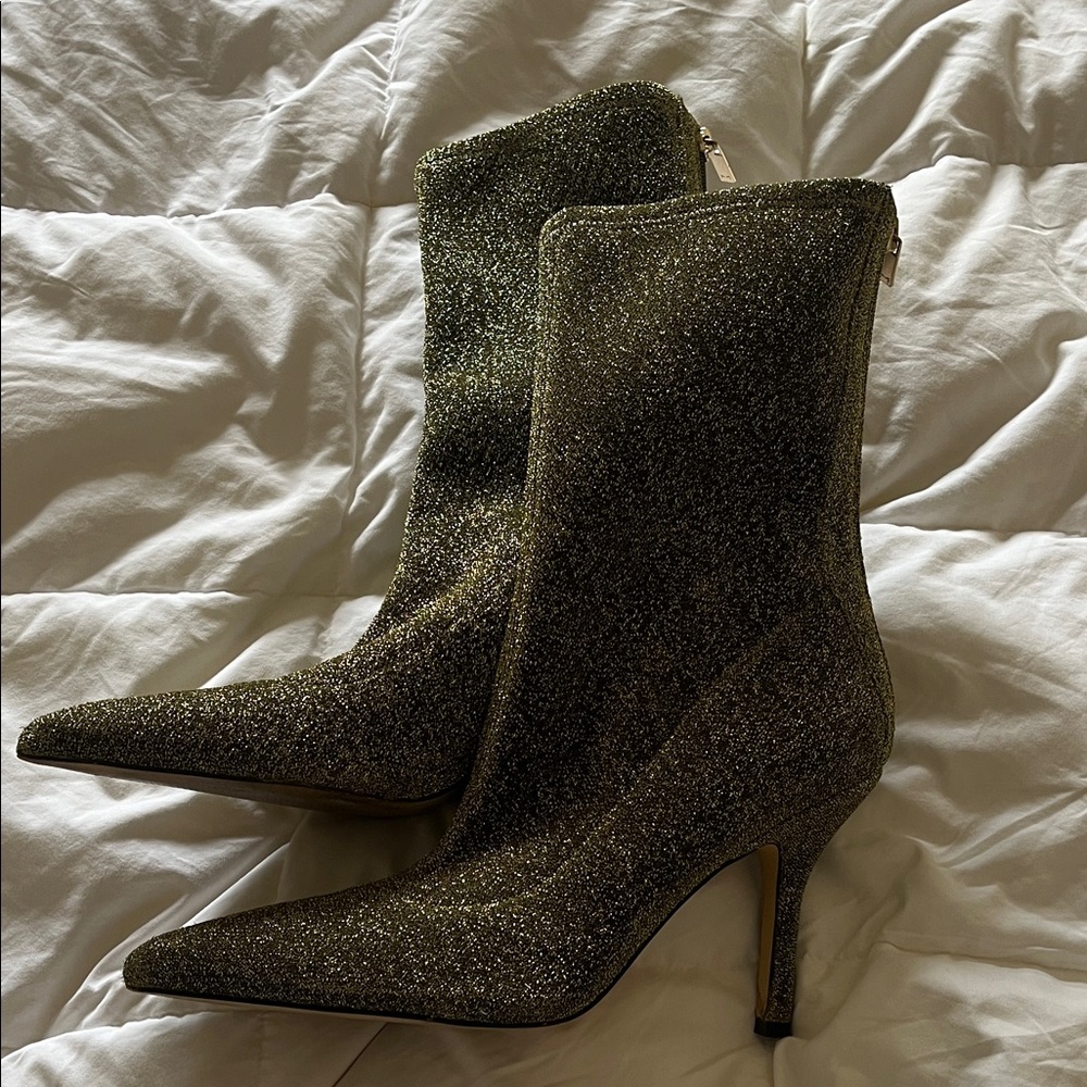 Marc Fisher Gold Glitter Heeled Boots size 9